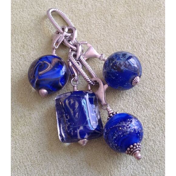 Lela Belle Hand Blown Murano Glass Beads - Set of 9 - Shades of Blue A7 - Picture 4 of 12
